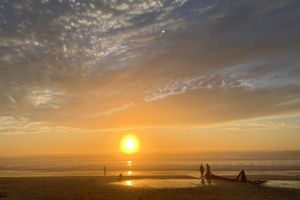 The sun setting over the Pacific Ocean