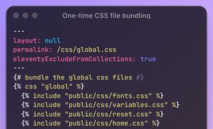 Code for bundling CSS files in 11ty