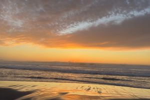 The sun setting over the Pacific Ocean