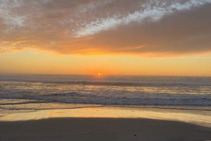 The sun setting over the Pacific Ocean