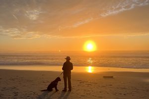 The sun setting over the Pacific Ocean