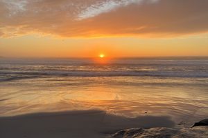 The sun setting over the Pacific Ocean